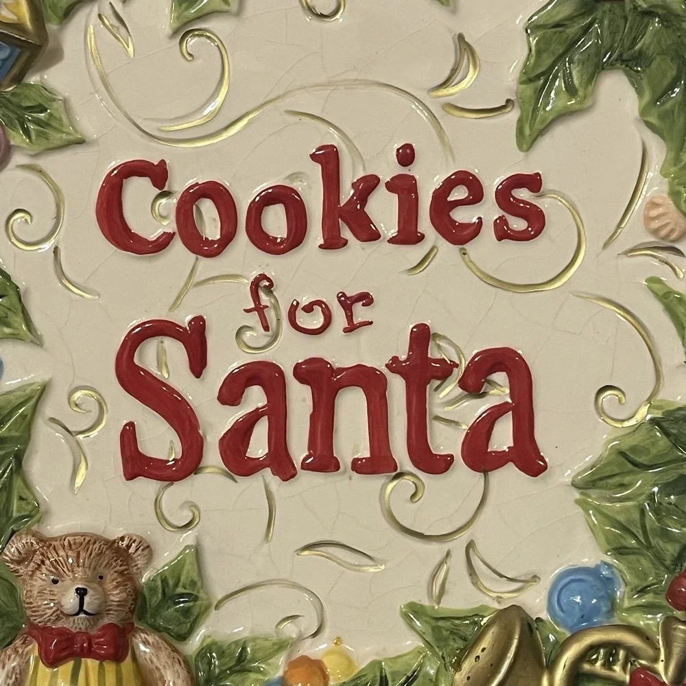 Kaldun & Bogle Cookies For Santa Christmas Plate Dish Hand Painted Vintage